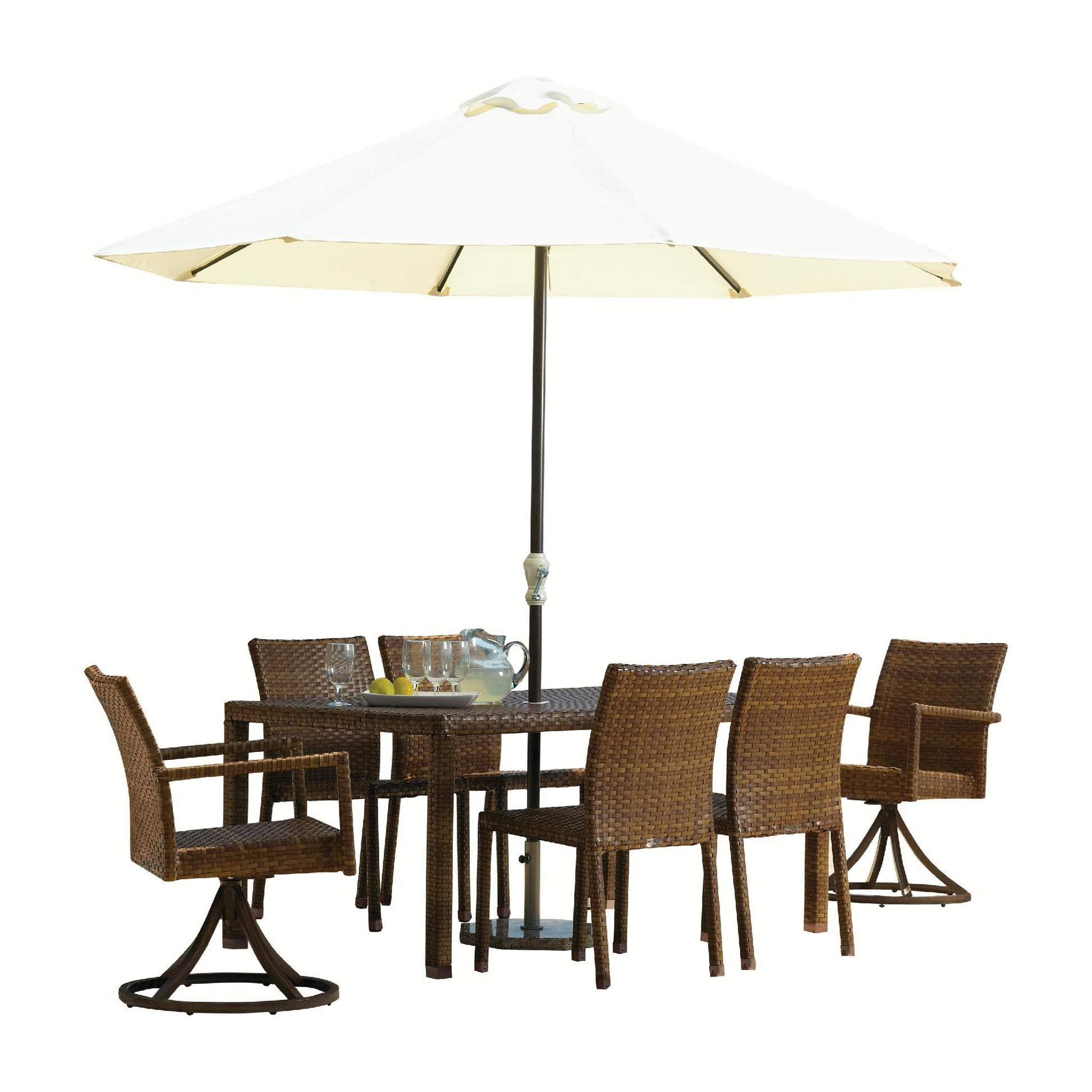 Panama Jack St Barths Swivel Dining Set 7 piece PJO-3001-BRN-7PSD - BetterPatio.com