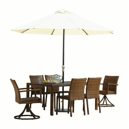 Panama Jack St Barths Swivel Dining Set 7 piece PJO-3001-BRN-7PSD - BetterPatio.com
