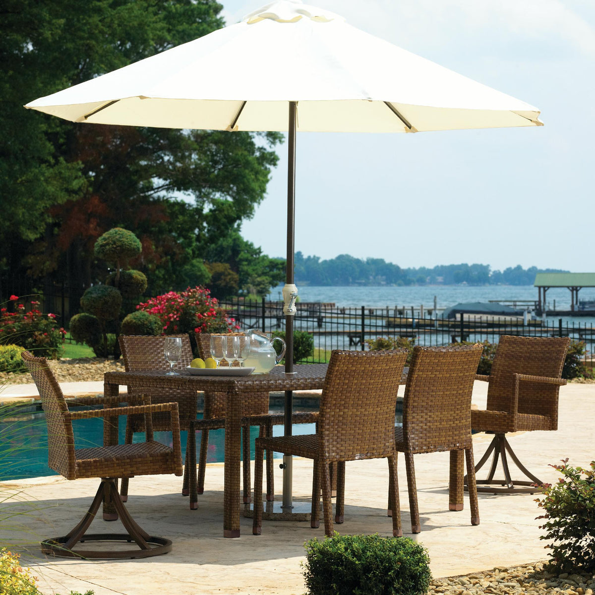 Panama Jack St Barths Swivel Dining Set 7 piece PJO-3001-BRN-7PSD - BetterPatio.com