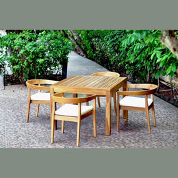 Panama Jack Bali Teak 5-Piece Square Dining Table with Cushions PJO-3601-NAT-5DA-CUSH