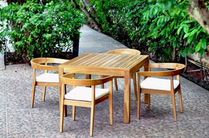 Panama Jack Bali Teak 5-Piece Square Dining Table with Cushions PJO-3601-NAT-5DA-CUSH