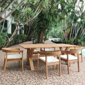 Panama Jack Bali Teak 7-Piece Square Dining Table with Cushions PJO-3601-NAT-7DA-CUSH