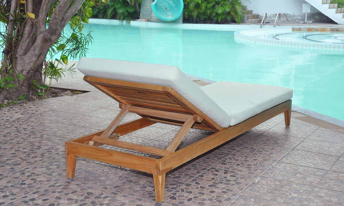 Panama Jack Bali Teak Chaise Lounge with Cushion PJO-3601-NAT-CL-CUSH