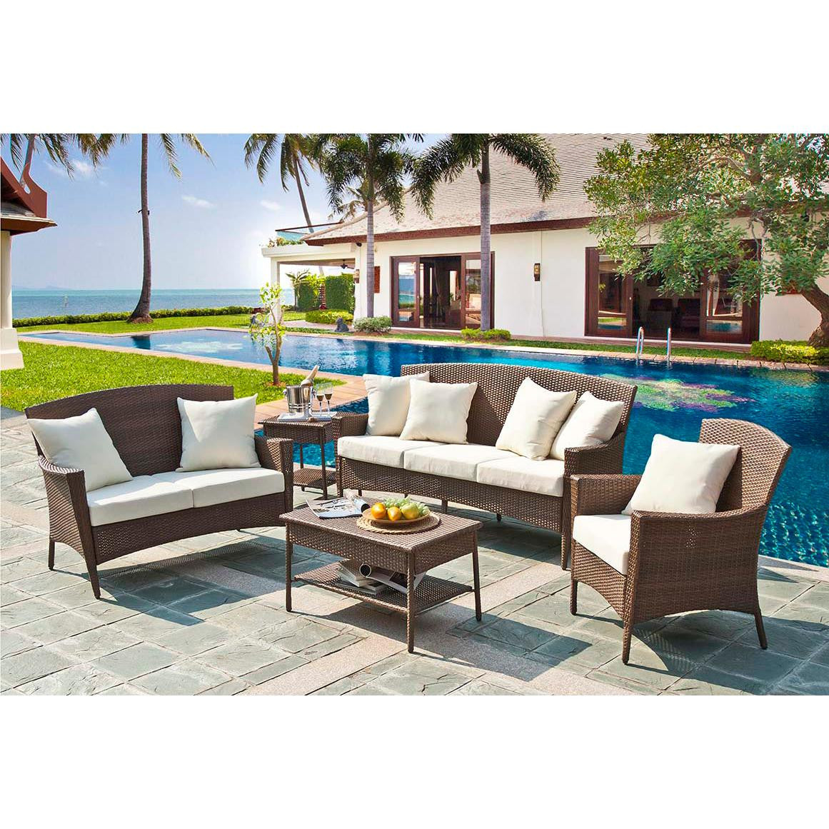 Panama Jack Key Biscayne 5 PC Seating Group with cushions PJO-7001-ATQ-5PLS - BetterPatio.com