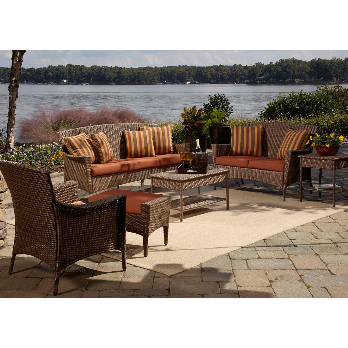 Panama Jack Key Biscayne 5 PC Seating Group with cushions PJO-7001-ATQ-5PLS - BetterPatio.com