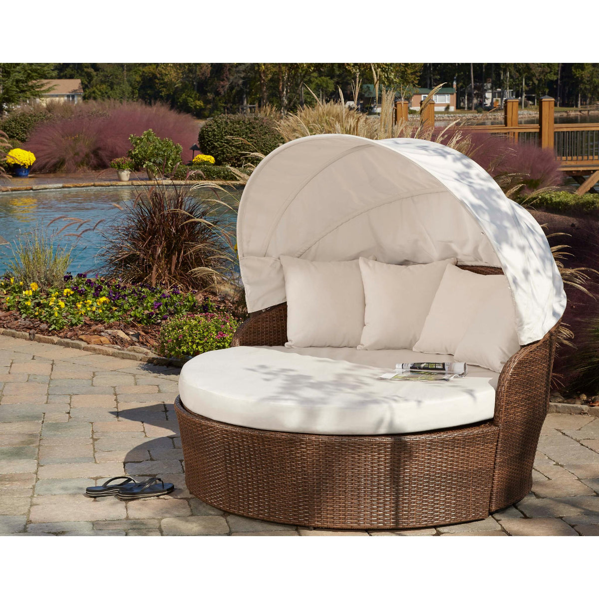 Panama Jack Key Biscayne Canopy Daybed with Cushion PJO-7001-ATQ-CD - BetterPatio.com