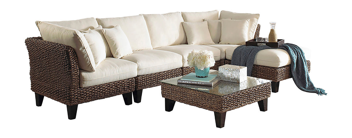Panama Jack Sunroom Sanibel 6PC Sectional Set with Cushions PJS-1001-ATQ-6SEC-GL - BetterPatio.com