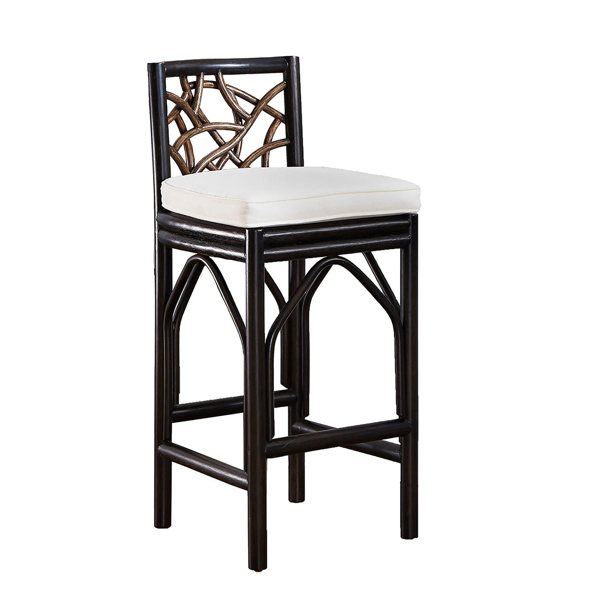 Panama Jack Sunroom Trinidad Barstool with Cushion PJS-1401-BLK-BS - BetterPatio.com
