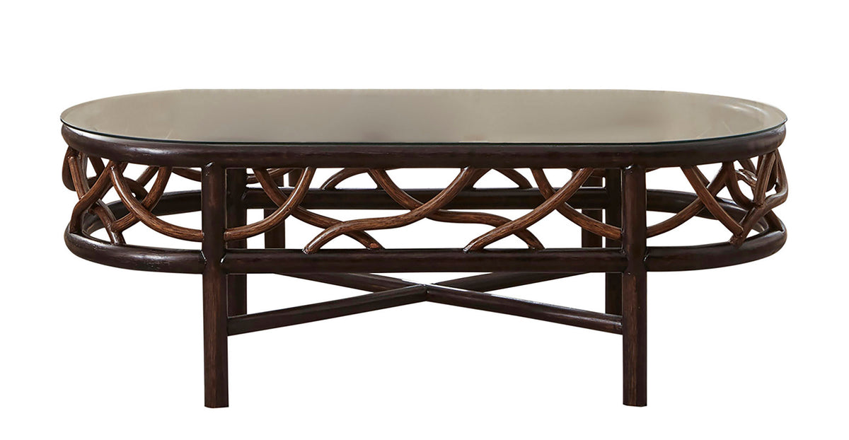 Panama Jack Sunroom Trinidad Coffee Table with Glass PJS-1401-BLK-CT - BetterPatio.com