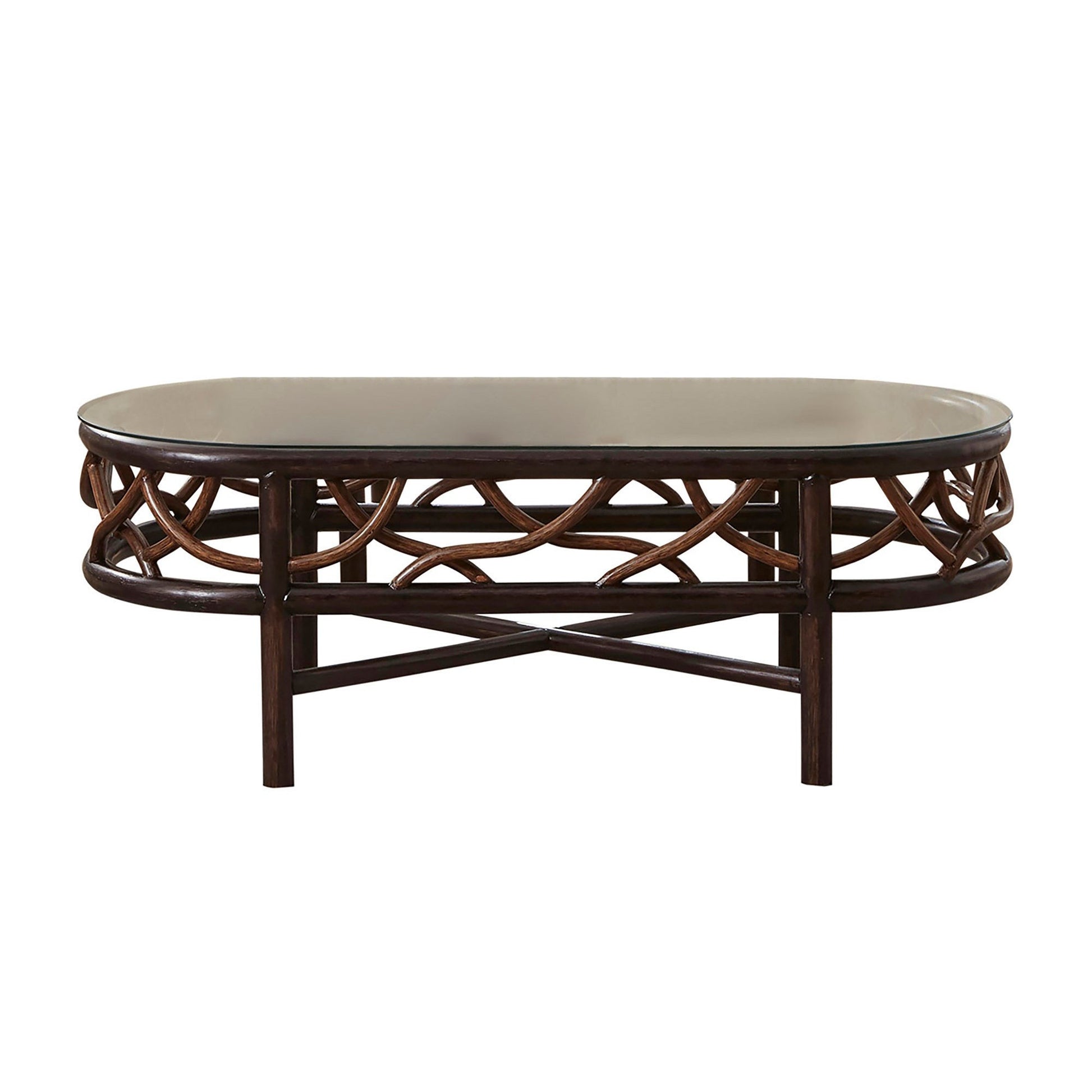 Panama Jack Sunroom Trinidad Coffee Table with Glass PJS-1401-BLK-CT - BetterPatio.com