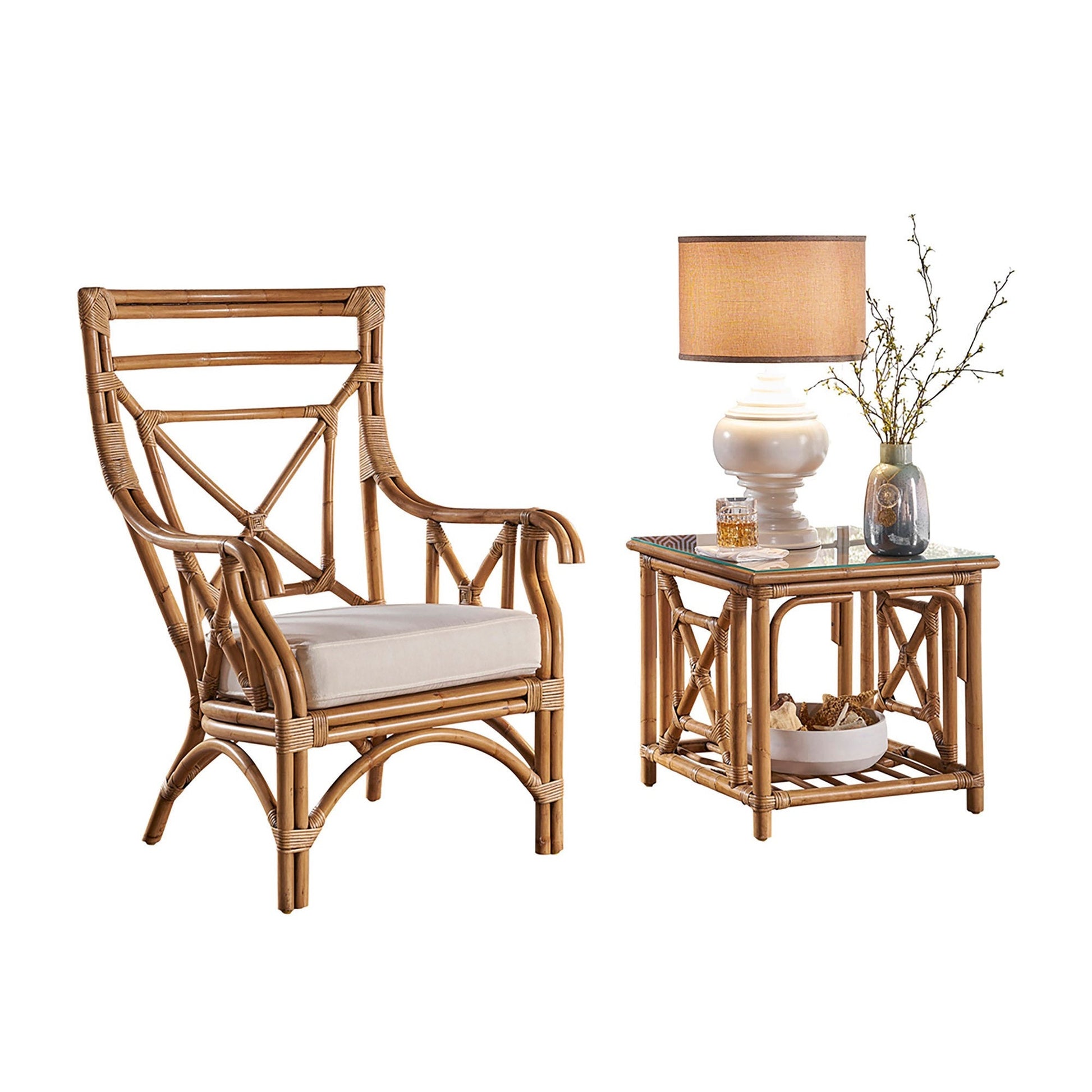 Panama Jack Sunroom Plantation Bay 2 PC Occasional Chair Set with Cushions PJS-1501-HON-2CE - BetterPatio.com