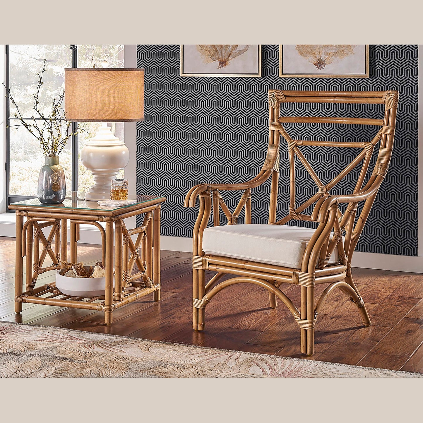 Panama Jack Sunroom Plantation Bay 2 PC Occasional Chair Set with Cushions PJS-1501-HON-2CE - BetterPatio.com