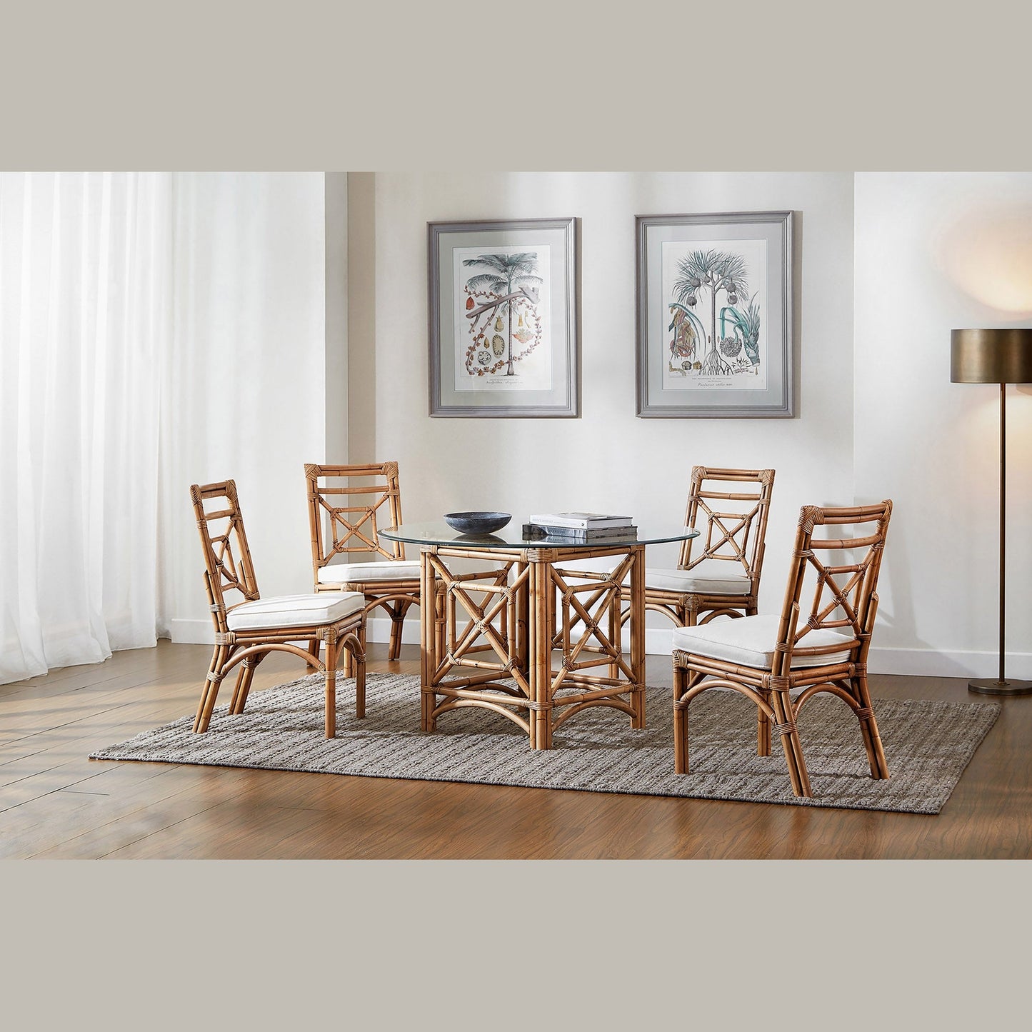 Panama Jack Sunroom Plantation Bay Dining Set with Cushions PJS-1501-HON-6PD - BetterPatio.com