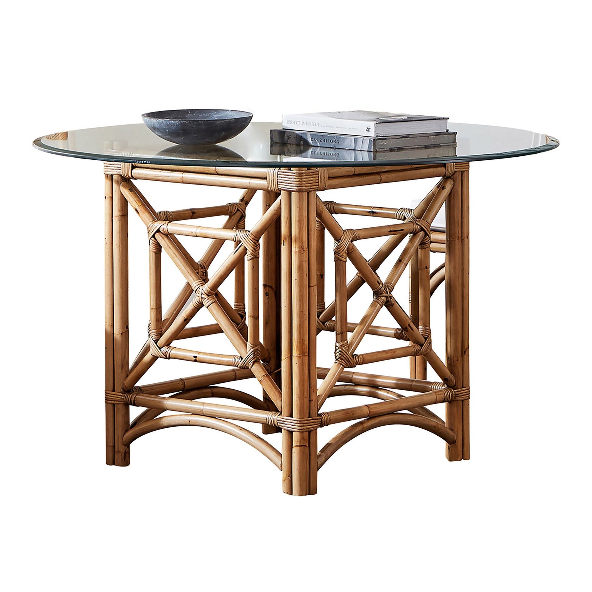 Panama Jack Sunroom Plantation Bay Stackable Dining Base with Glass PJS-1501-HON-B-GL - BetterPatio.com
