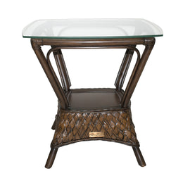Panama Jack Espresso End Table with Glass PJS-1601-ATQ-ET