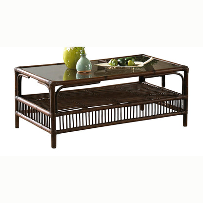 Panama Jack Sunroom Bora Bora Coffee Table with Glass PJS-2001-ATQ-CT - BetterPatio.com