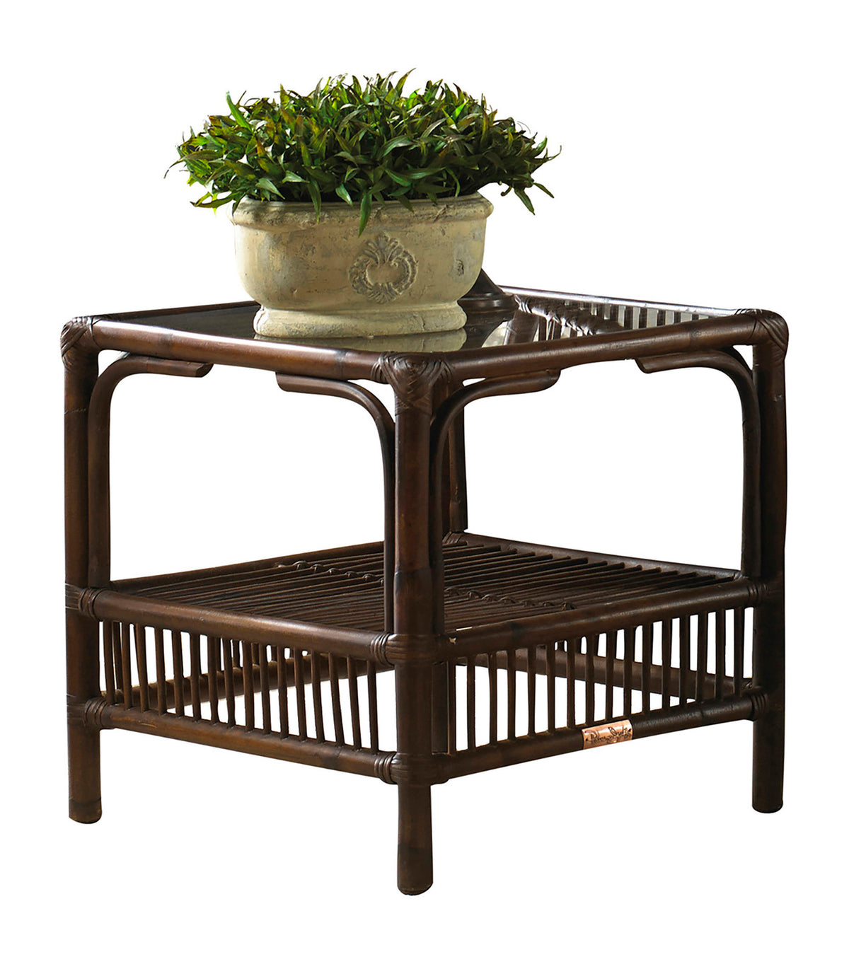 Panama Jack Sunroom Bora Bora End Table with Glass PJS-2001-ATQ-ET - BetterPatio.com