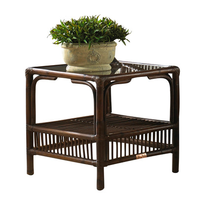 Panama Jack Sunroom Bora Bora End Table with Glass PJS-2001-ATQ-ET - BetterPatio.com