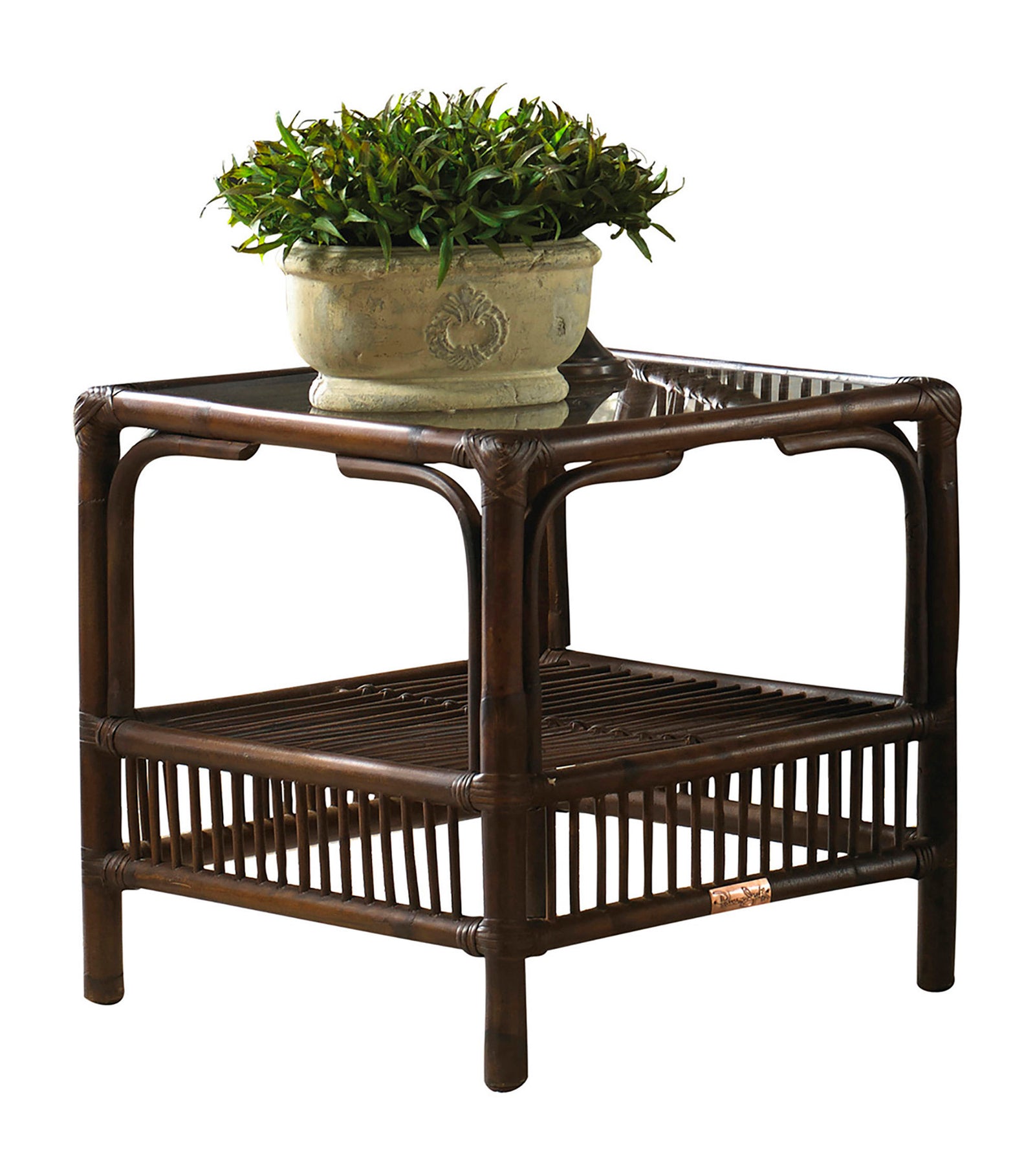 Panama Jack Sunroom Bora Bora End Table with Glass PJS-2001-ATQ-ET - BetterPatio.com