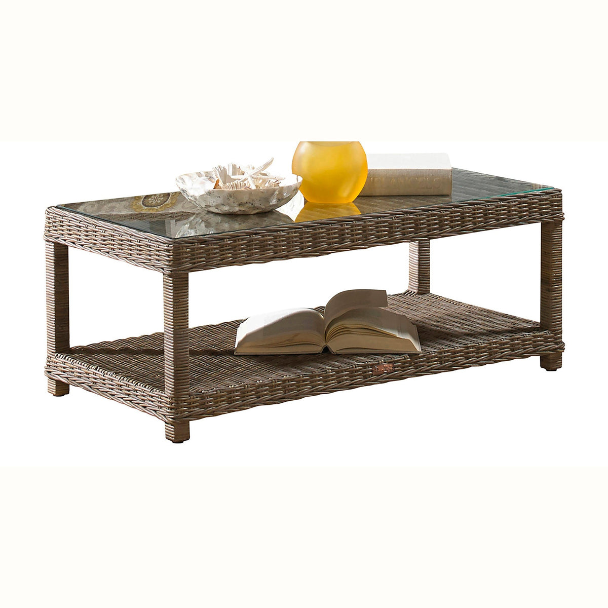 Panama Jack Sunroom Exuma Coffee Table with Glass PJS-3001-KBU-CT - BetterPatio.com