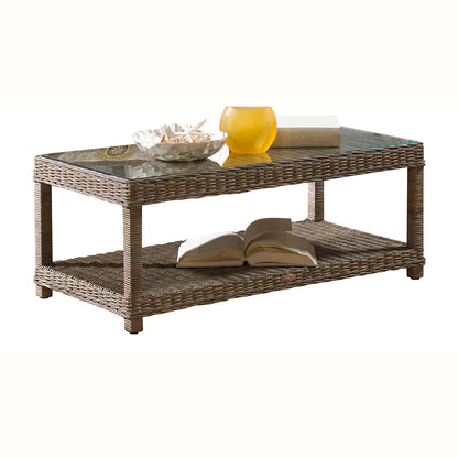 Panama Jack Sunroom Exuma Coffee Table with Glass PJS-3001-KBU-CT - BetterPatio.com