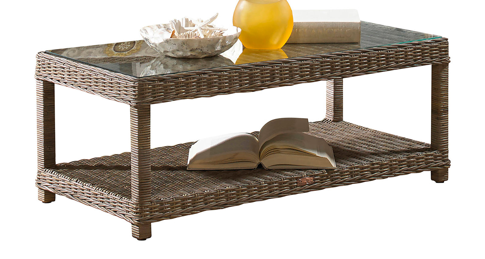 Panama Jack Sunroom Exuma Coffee Table with Glass PJS-3001-KBU-CT - BetterPatio.com