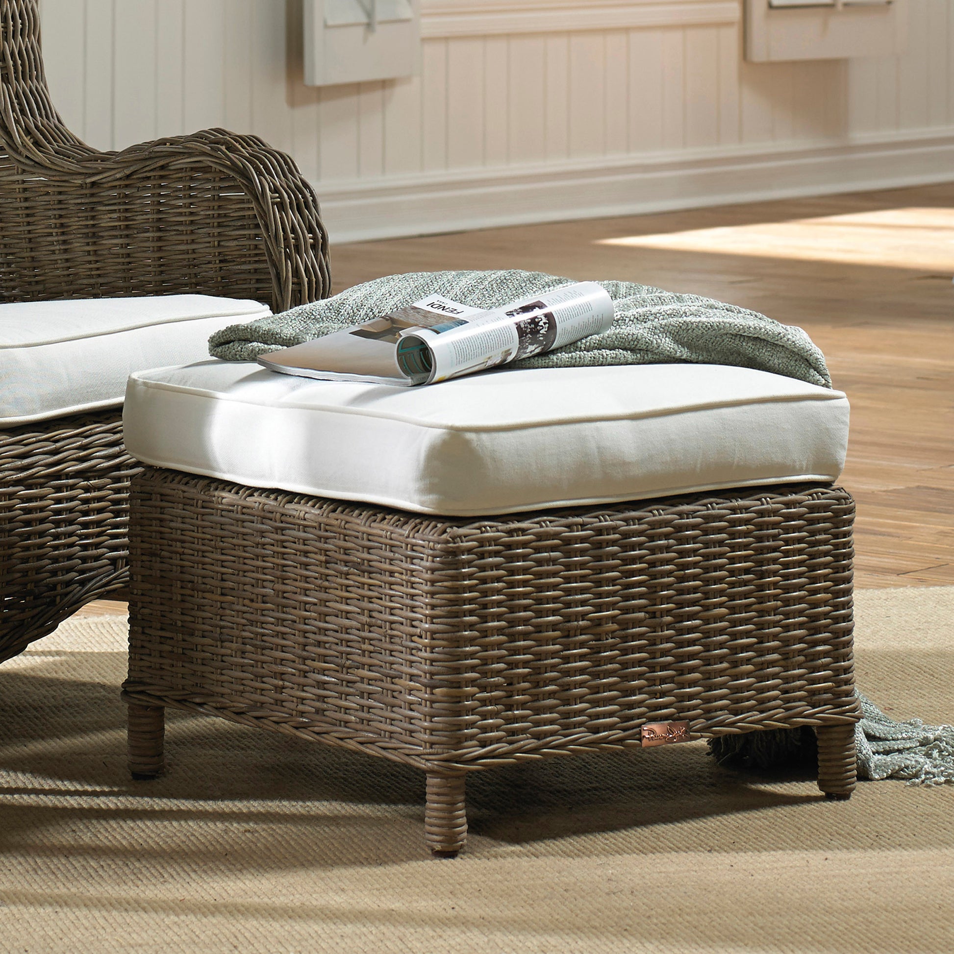 Panama Jack Sunroom Exuma Ottoman with Cushion PJS-3001-KBU-OT - BetterPatio.com