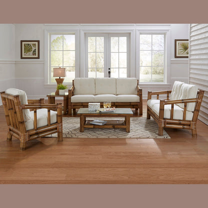 Panama Jack Sunroom Kauai Bamboo 5 PC Living Set with Cushions  PJS-4001-NAT-5PS - BetterPatio.com