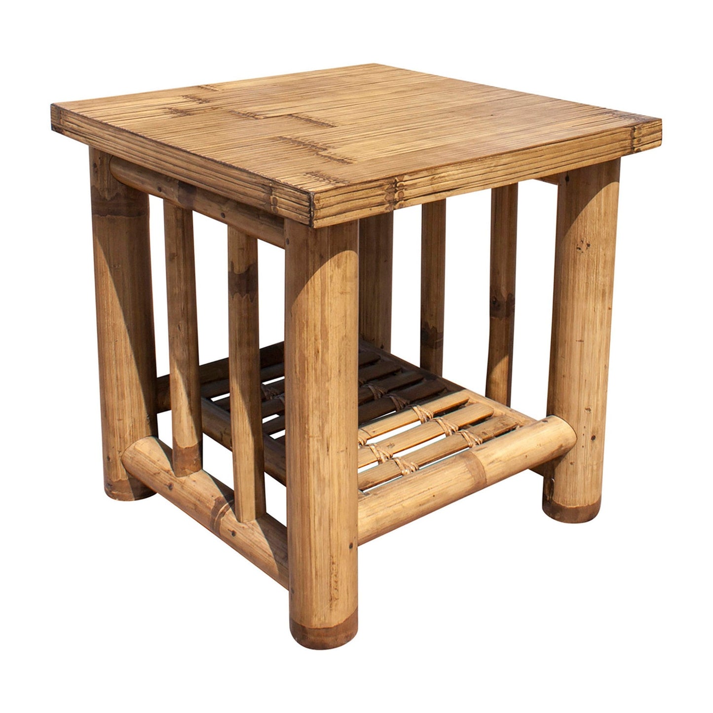 Panama Jack Sunroom Kauai Bamboo End Table with Glass PJS-4001-NAT-ET - BetterPatio.com