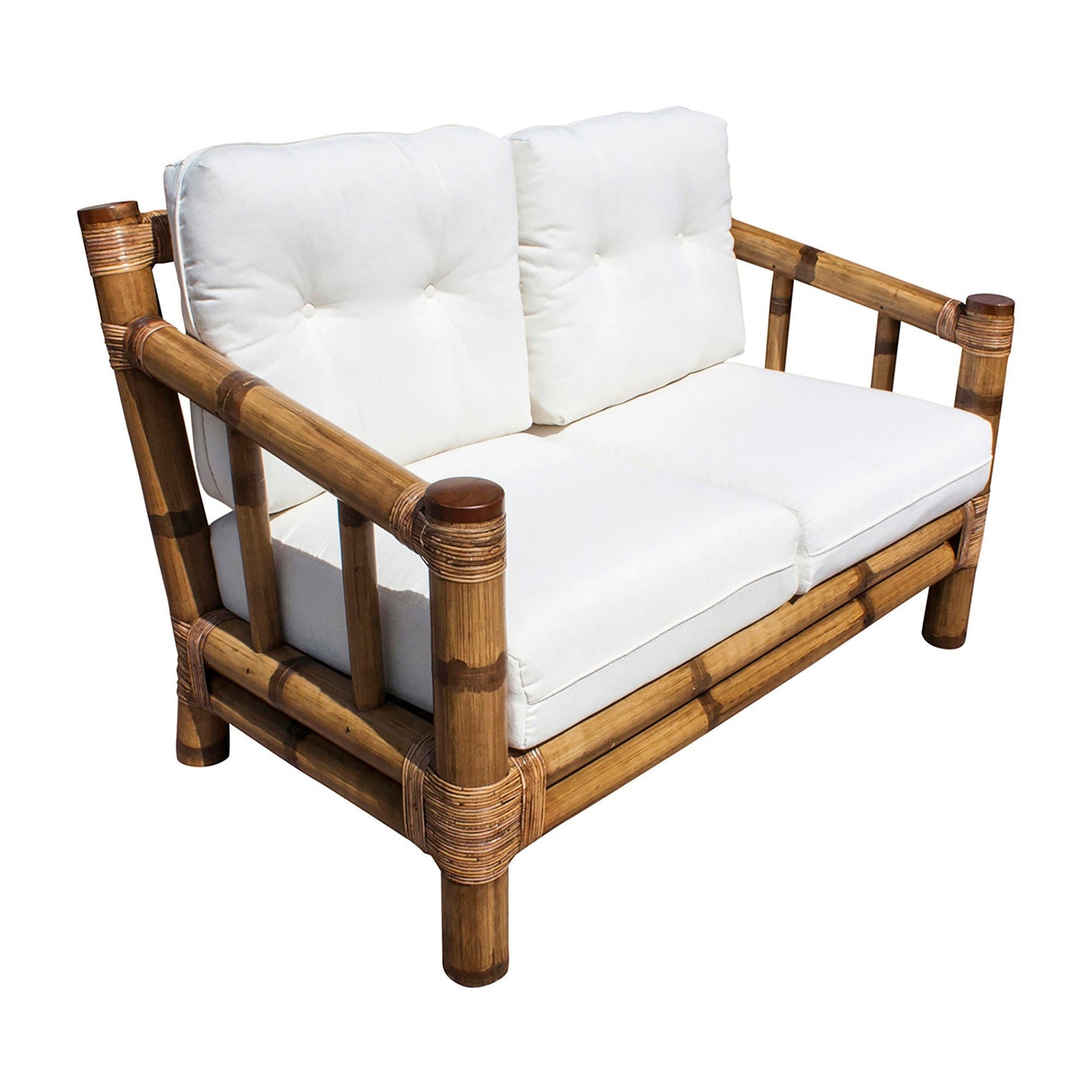 Panama Jack Sunroom Kauai Bamboo Loveseat with Cushions PJS-4001-NAT-LS - BetterPatio.com