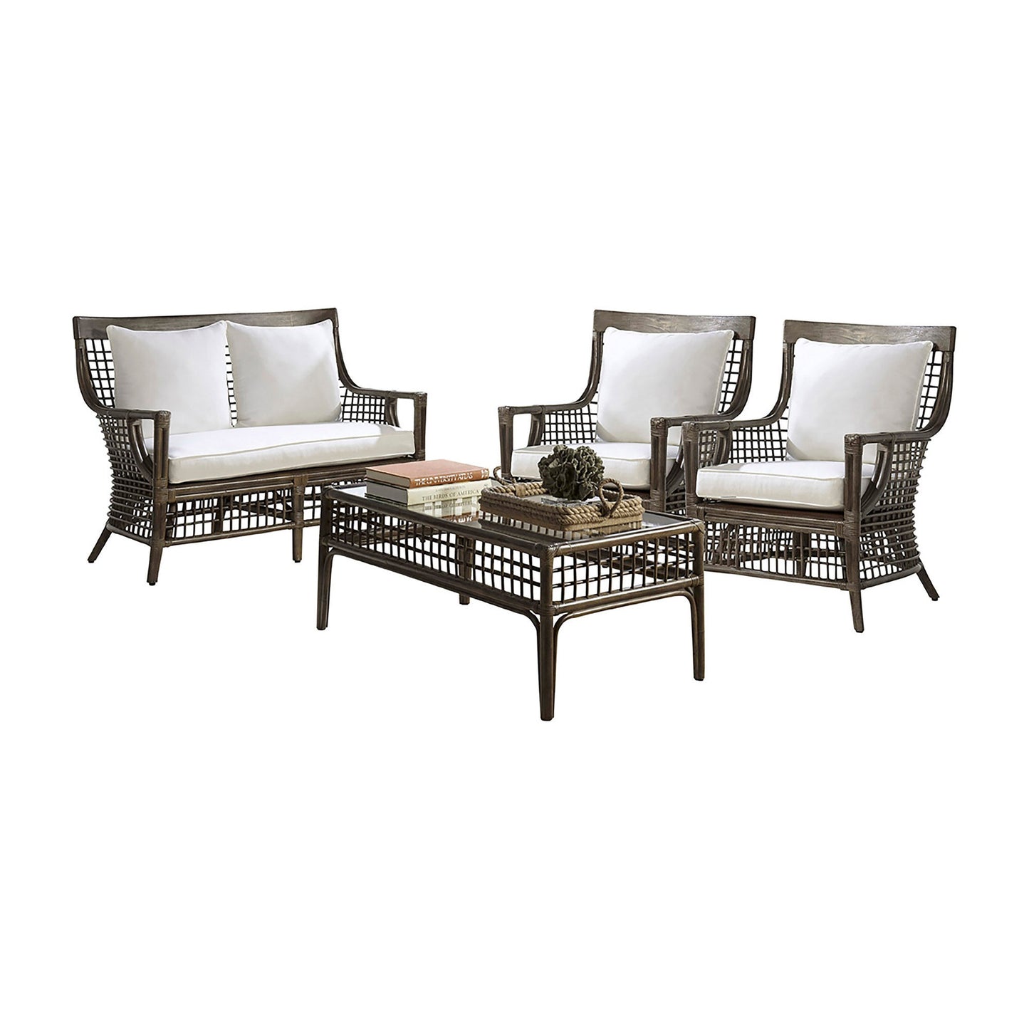 Panama Jack Sunroom Millbrook 4 PC Living Set with Cushions PJS-7001-KBU-4PL - BetterPatio.com