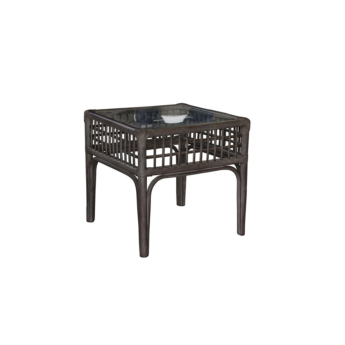 Panama Jack Sunroom Millbrook End Table with Glass PJS-7001-KBU-ET - BetterPatio.com