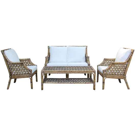 Panama Jack Sunroom Old Havana 4 PC Living Set with Cushions PJS-8001-HON-4PS - BetterPatio.com