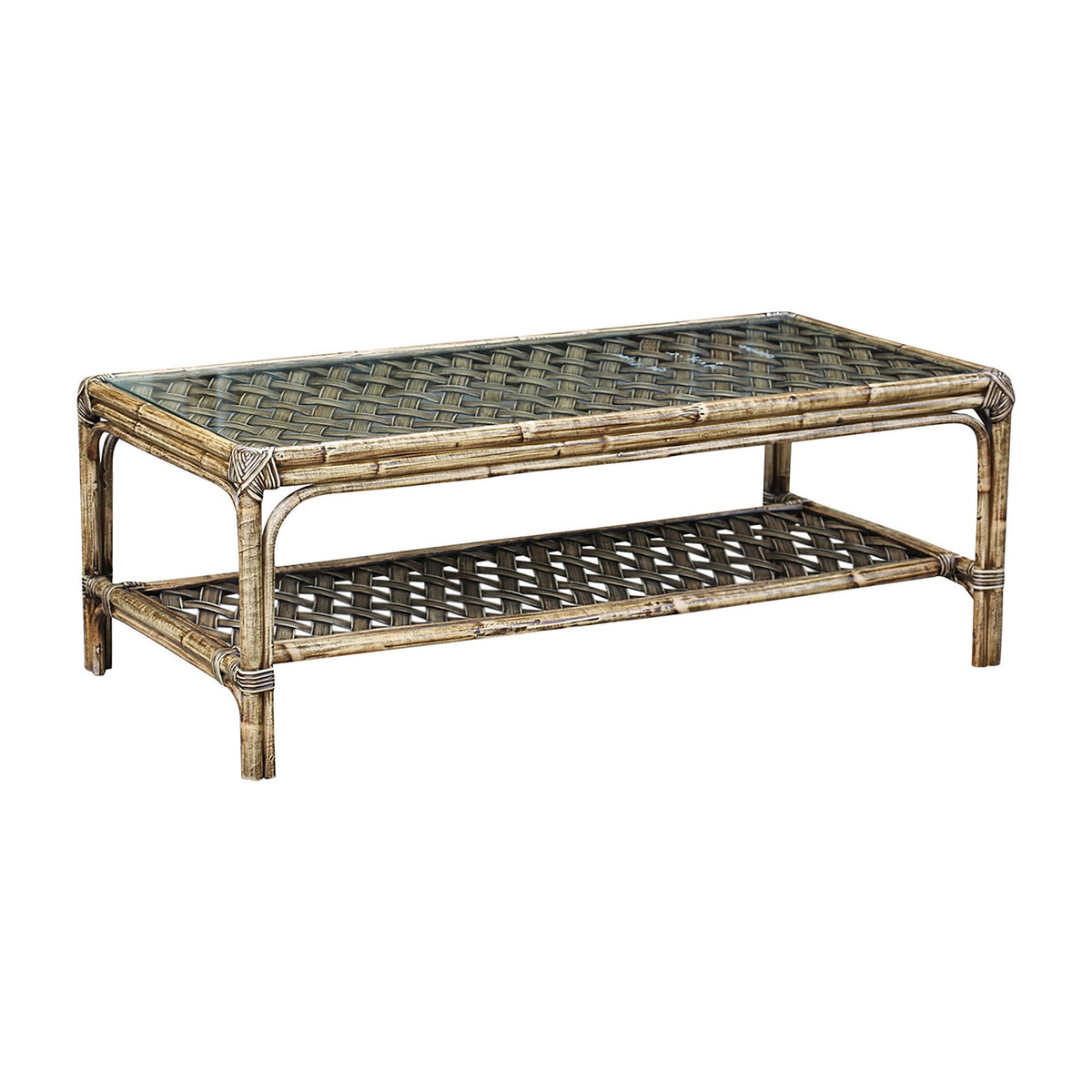 Panama Jack Sunroom Old Havana Coffee Table with Glass PJS-8001-HON-CT - BetterPatio.com