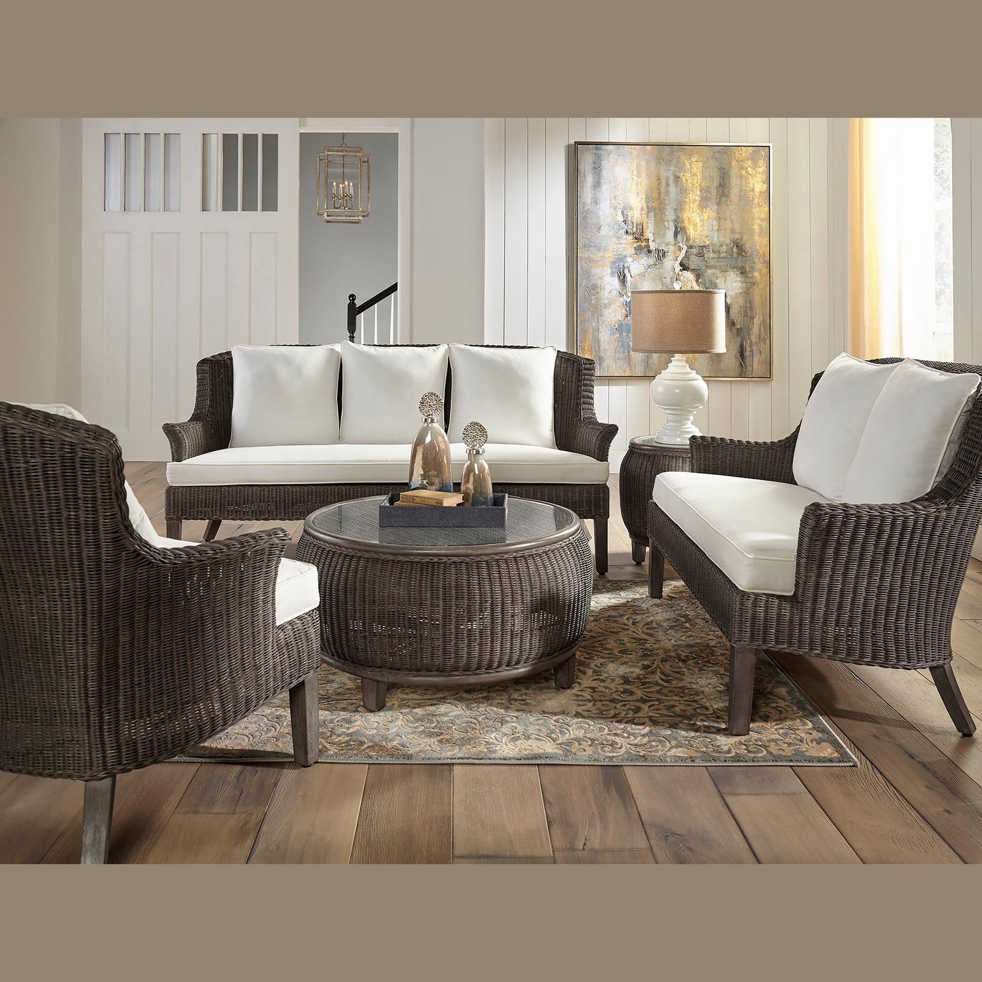 Panama Jack Sunroom Playa Largo 5 PC Living Set with Cushions  PJS-9001-GRY-5PS - BetterPatio.com