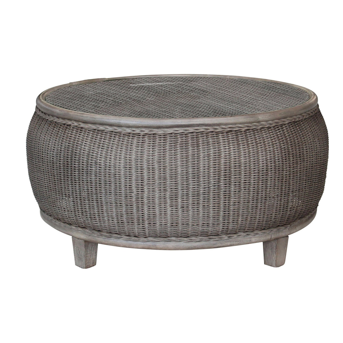 Panama Jack Sunroom Playa Largo Coffee Table with Glass PJS-9001-GRY-CT - BetterPatio.com
