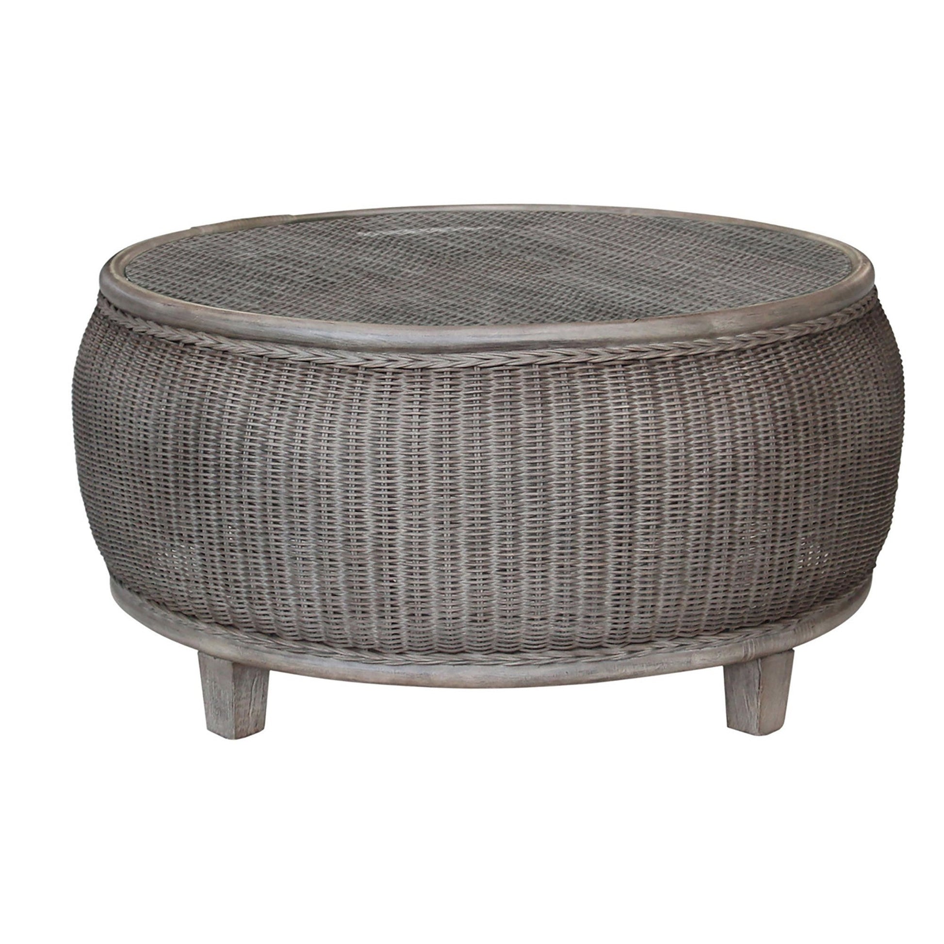 Panama Jack Sunroom Playa Largo Coffee Table with Glass PJS-9001-GRY-CT - BetterPatio.com