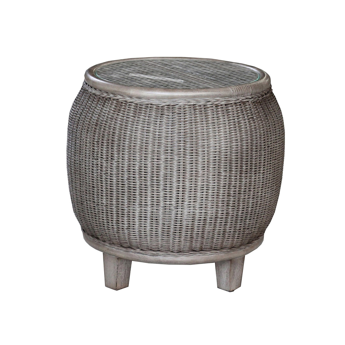 Panama Jack Sunroom Playa Largo End Table with Glass PJS-9001-GRY-ET - BetterPatio.com