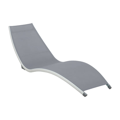Hospitality Rattan Helix Set of 2 Stackable Grey Sling Chaise Lounge - grey chaise lounge side angle view