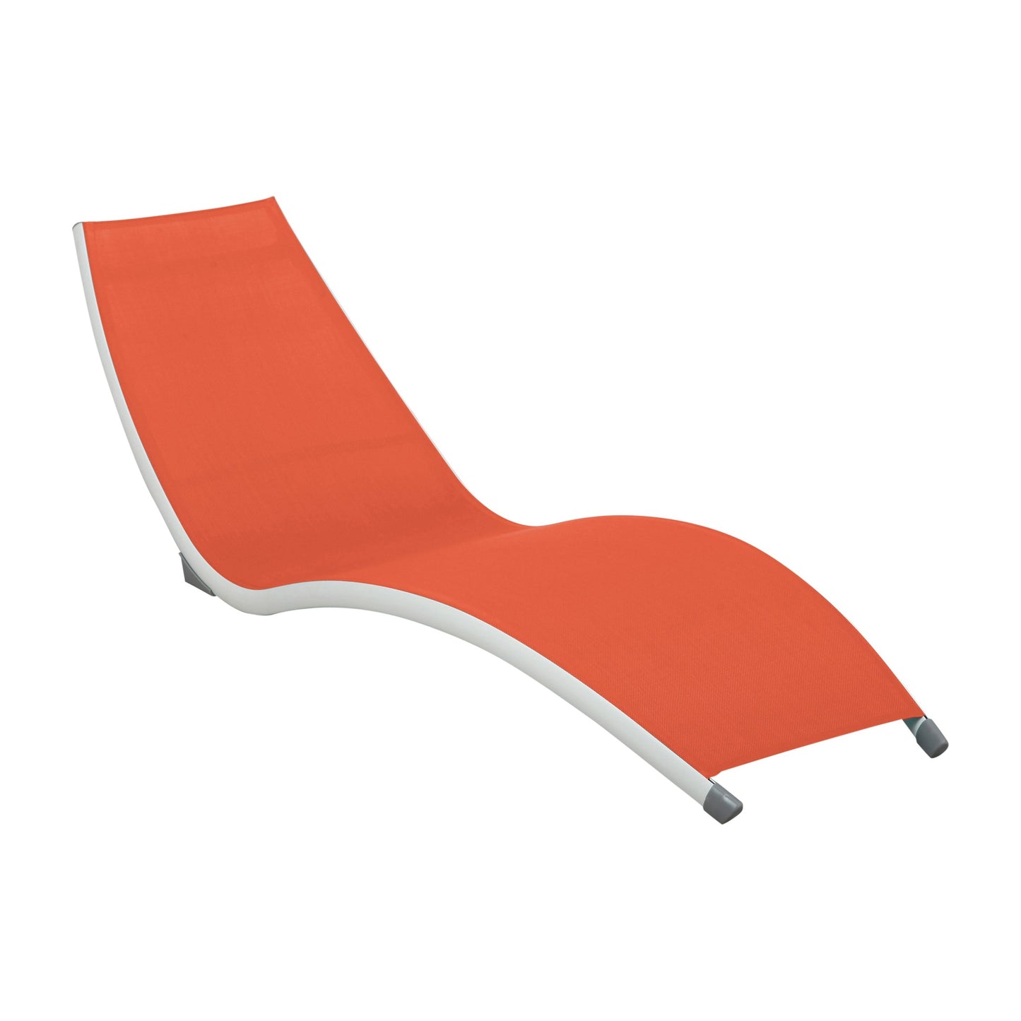 Hospitality Rattan Helix Set of 2 Stackable Orange Sling Chaise Lounge - orange chaise lounge angled view