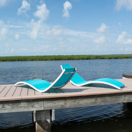 Helix Set of 2 Stackable Teal Sling Chaise Lounge