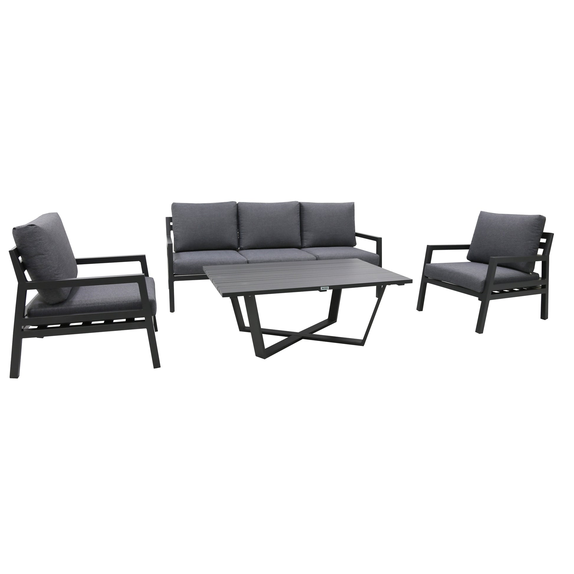 Hospitality Rattan Manhattan 4-Piece Seating Set - grey wicker seating set angled view