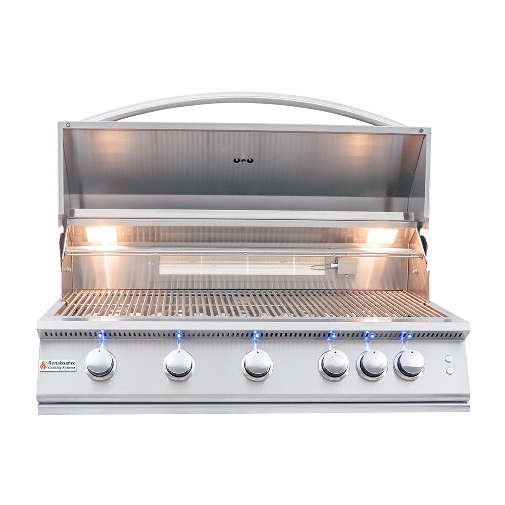 RCS - RCS 40 Inch Premier Grill with Blue LED Lights, Rear Burner