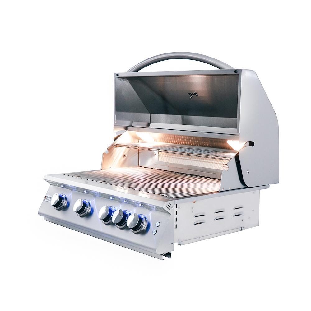 RCS - RCS 32 Inch Premier Drop in L Series Grill with LED Lights, Rear Burner