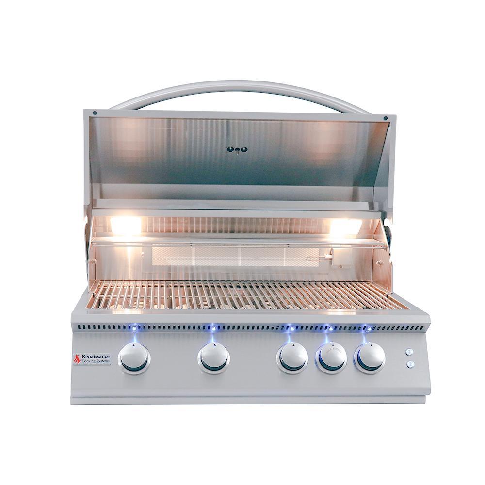 RCS - RCS 32 Inch Premier Drop in L Series Grill with LED Lights, Rear Burner