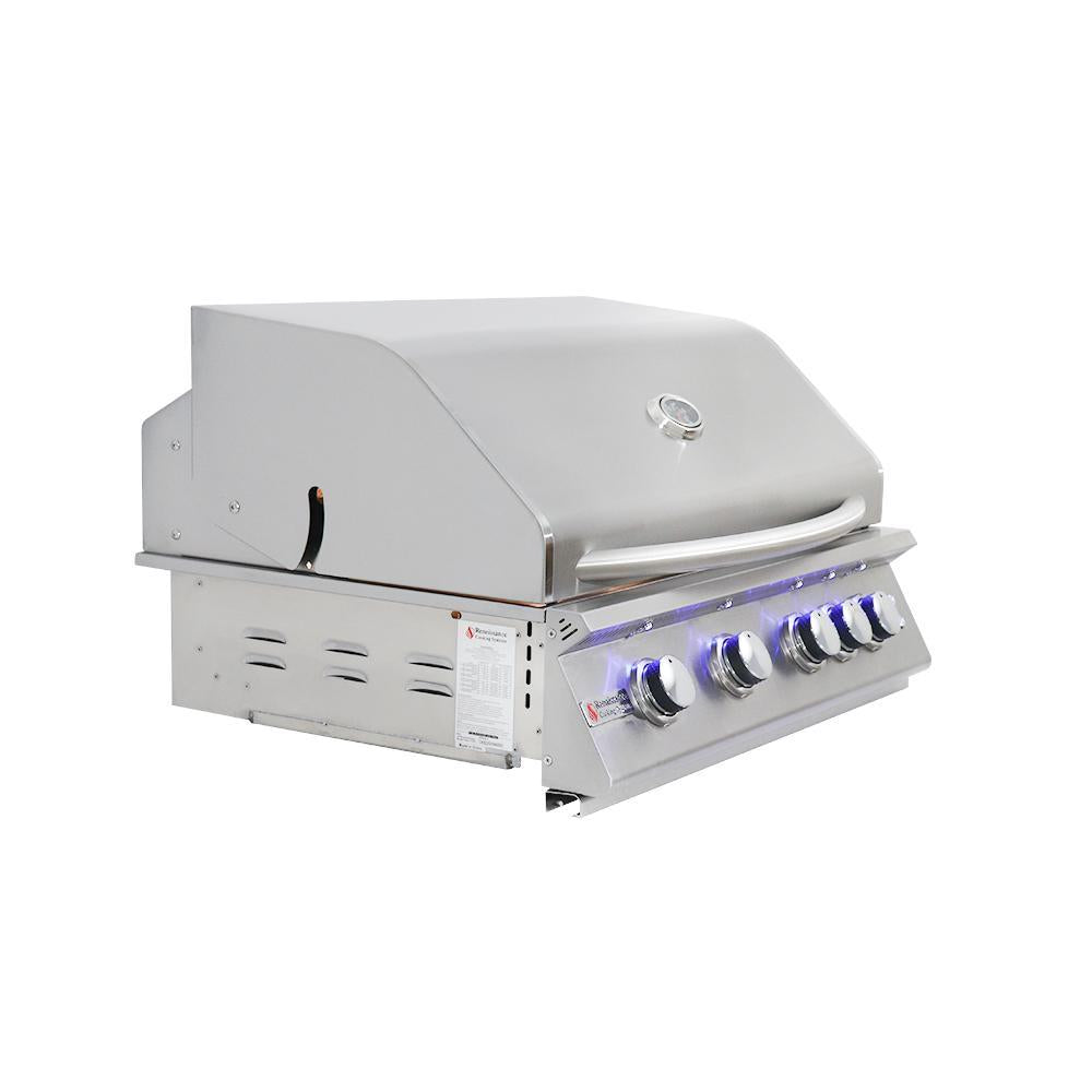 RCS - RCS 32 Inch Premier Drop in L Series Grill with LED Lights, Rear Burner