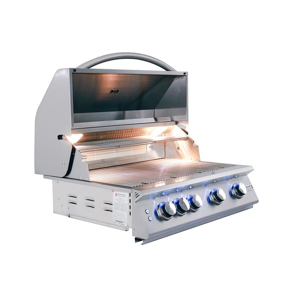 RCS - RCS 32 Inch Premier Drop in L Series Grill with LED Lights, Rear Burner
