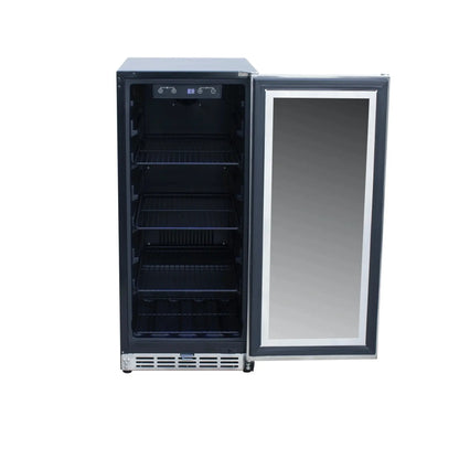 RCS 15 Inch Stainless Refrigerator REFR5 - front view with glass window door