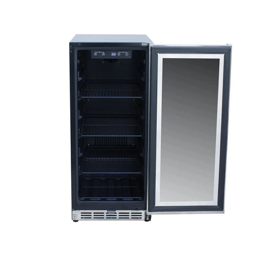 RCS 15 Inch Stainless Refrigerator REFR5 - front view with glass window door