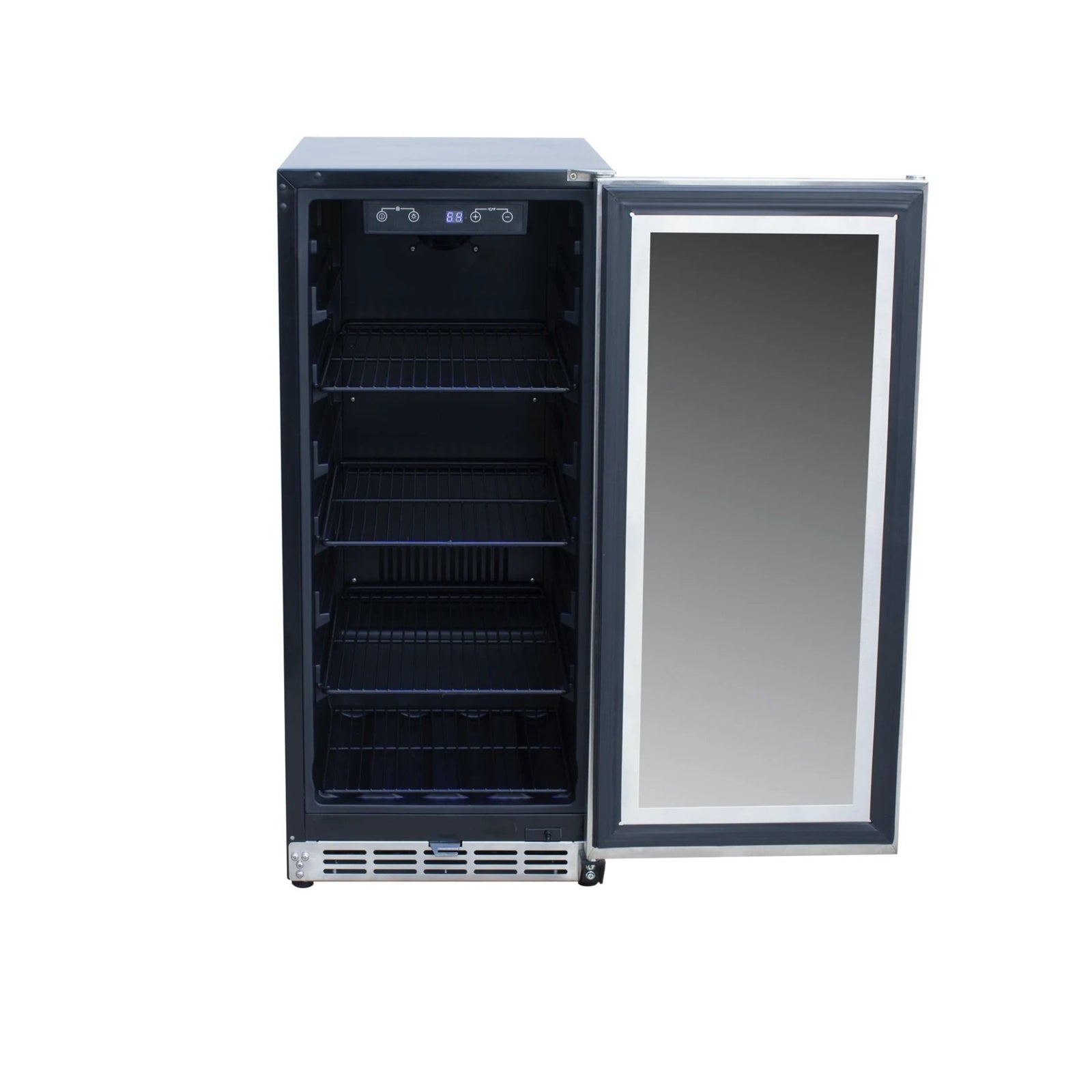 RCS 15 Inch Stainless Refrigerator REFR5 - front view with glass window door